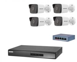 Hikvision 4 kamerás IP kamerarendszer szett - 2MP-es kültéri csőkamerával